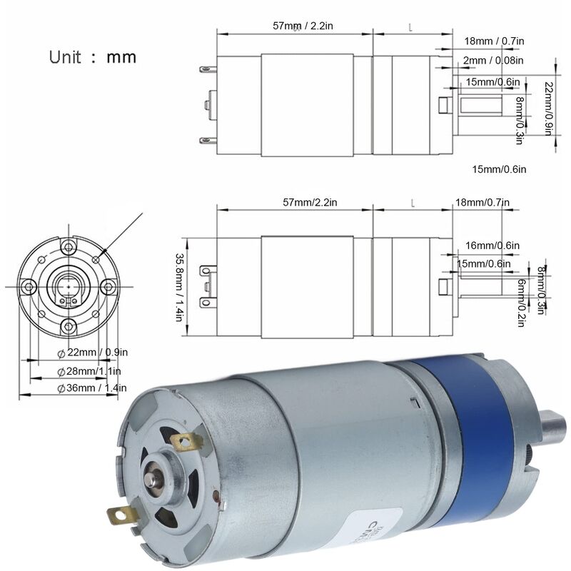 Moteur couple élevé 80W 12V 4000RPM