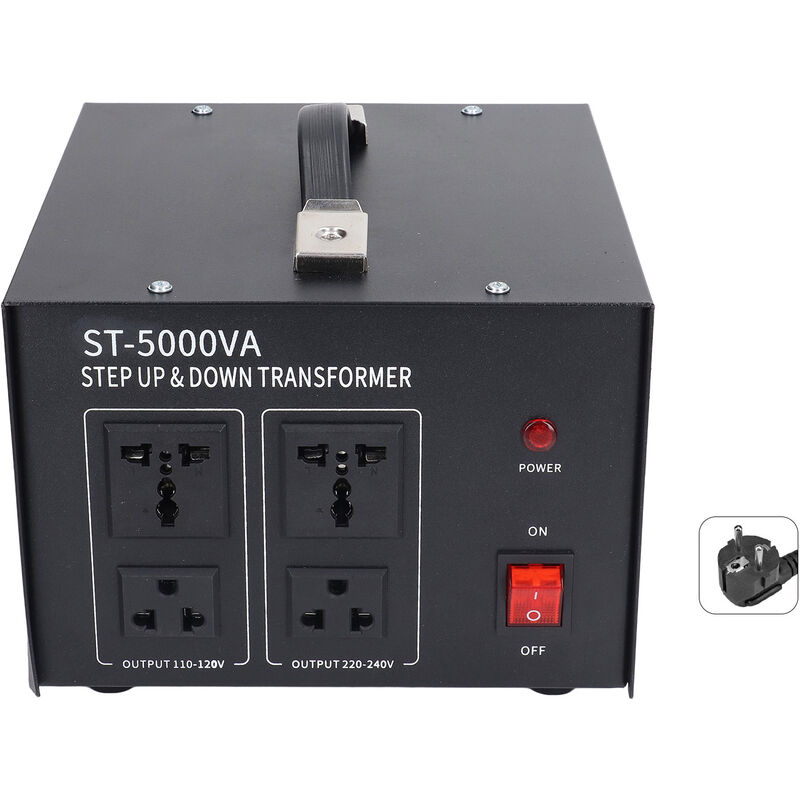 Transformateur Tension 5000VA Noyau Annulaire - 110V/220V Bidirectionnel - 6 Prises - Usage Pro & Maison