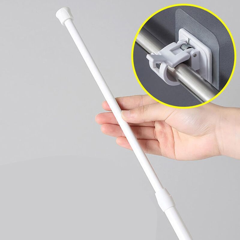 Tringle à Rideau Extensible 40-70cm - Sans Perçage - 2 Pièces + 6 Crochets Adhésifs - Noir - Pour Douche Et Fenêtre