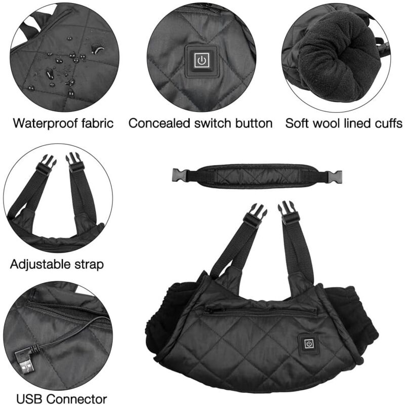 Manchons Chauffants USB Rechargeables - 3 Réglages Température (50-65°C), Imperméables, Pour Activités Hivernales