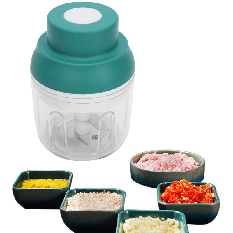 Mini hachoir électrique à ail électrique sans fil, étanche, portable, pour oignons, gingembre, camping, 100 ml, chargement USB, 5 V, bleu Mini hachoir électrique à ail électrique sans fil, étanche, portable, pour oignons, gingembre, camping, 100 ml, chargement USB, 5 V, bleu