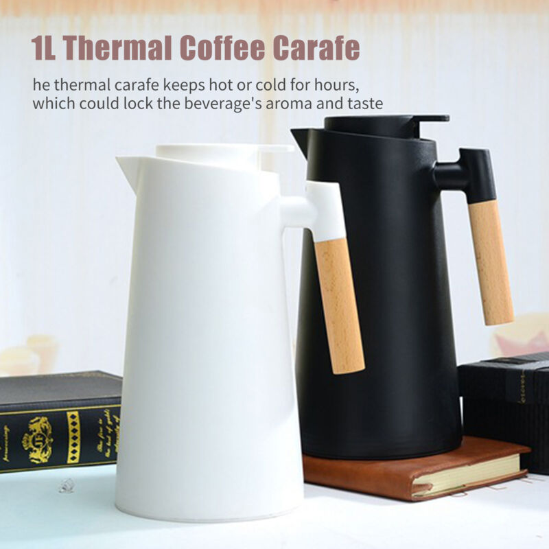 Carafe Isotherme 1 Litre Avec Poignée En Bois – Double Paroi, Maintient Au Chaud Et Au Froid – Pour Café, Thé, Jus Carafe Isotherme Boissons Chaudes Carafe Isotherme 1 Litre Avec Poignée En Bois – Double Paroi, Maintient Au Chaud Et Au Froid – Pour Café, Thé, Jus Carafe Isotherme Boissons Chaudes