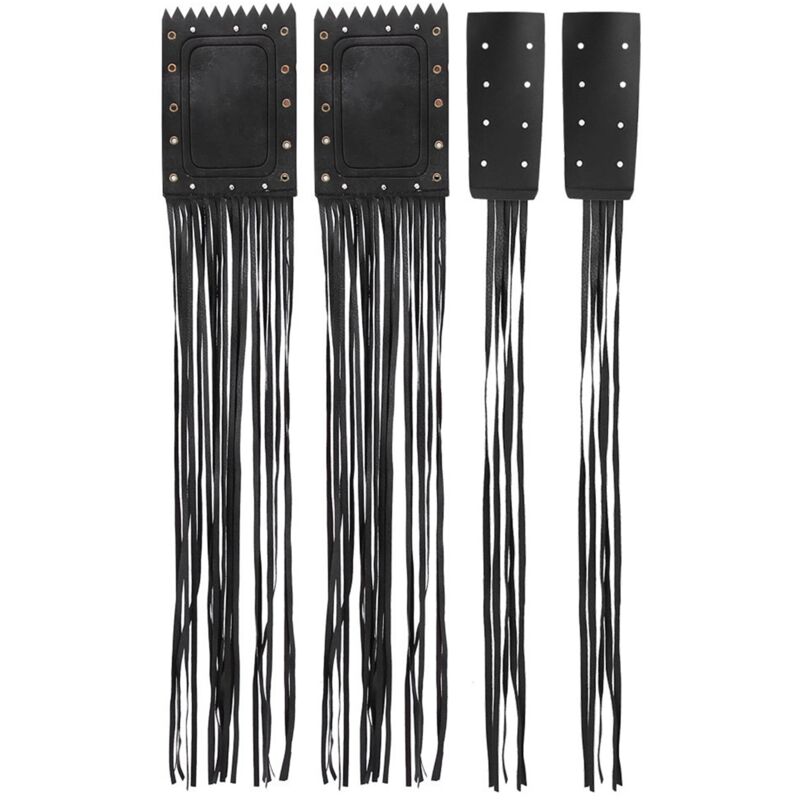 Poignées De Guidon Moto à Franges En Cuir PU - Universelles 22/25 Mm, Style Cruiser Chopper Bobber - 3