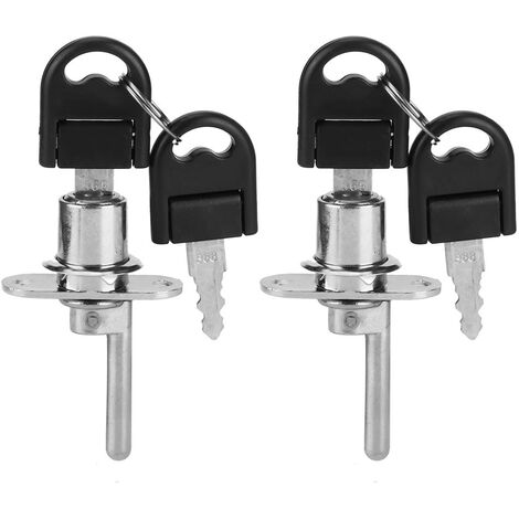 Ej.Life Lot de 2 serrures de meuble à tiroirs avec clés de sécurité pour bureau (tête de 16 mm, argent)