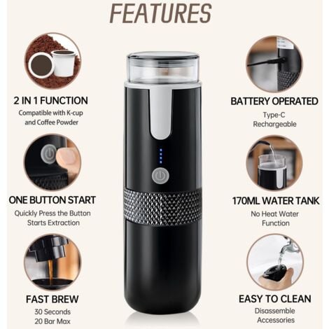 Tasse de voyage pour cafetière portable simple avec filtre Kcup Machine à  café de voyage pour cafetière USB