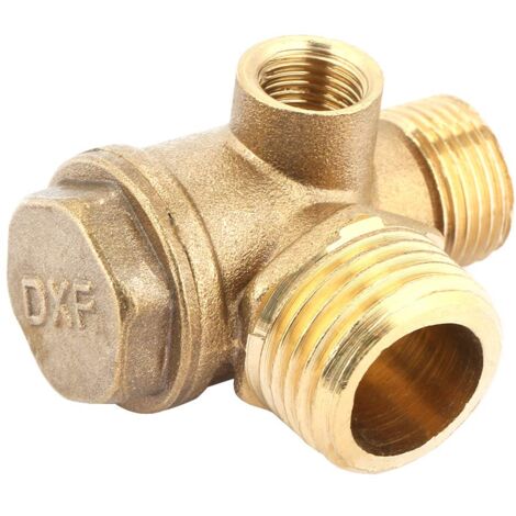 Ej.Life – Clapet anti-retour fileté mle en laiton 3 ports – Raccord pour compresseur d'air – Résistance à la corrosion et à la compression – Installation facile (1/5)