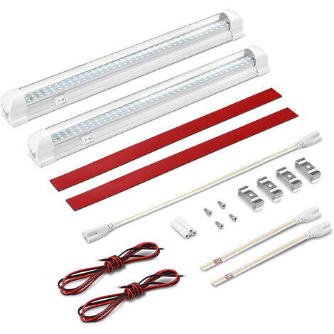 Ej.Life 12V Barre de lumière intérieure à LED, Éclairage intérieur Lumineuse avec Interrupteur Marche/arrêt 1200LM Barre de Bande Lampe pour Voiture Van Camping Camion Bateau 2PCS