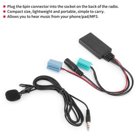 Ej.Life Adaptateur AUX-in stéréo de Voiture de câble Audio Bluetooth 6Pin  avec Microphone adapté