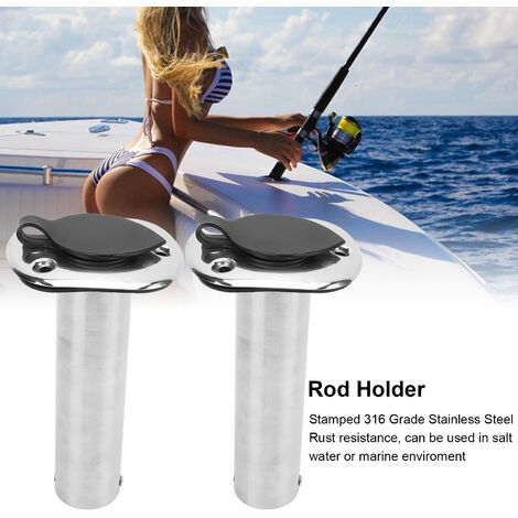 2x porte-canne à pêche en acier inoxydable pour bateau pour garde