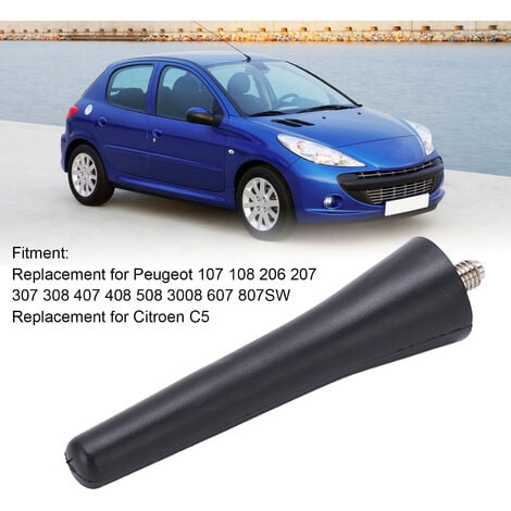Ej.Life Voiture Antenne Courte Mt 6561N3 6.7 CM Longueur ABS Noir  Remplacement pour Peugeot 107