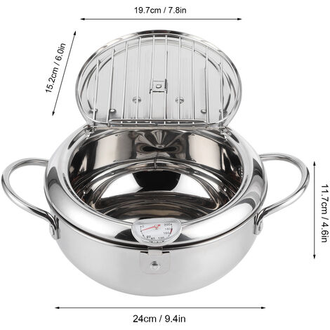 Friteuse avec thermomètre, poêle à huile pour légumes, anneaux de calmar