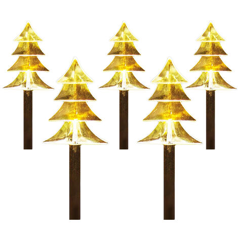 5 Panneaux Jardin Noël Train – Décorations Extérieures Pelouse Imperméables Avec Piquets, Père Noël Renne Elfe Bonhomme De Neige, Lumineuses De Nuit