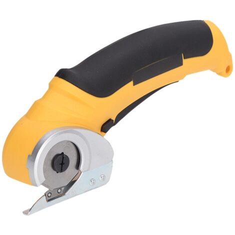 SHALL Ciseaux électriques Sans Fil 4 V, Coupe-carton Rechargeable Avec Verrou De Sécurité, Lumière LED Et Lame De Rechange Pour Tissu, Cuir, Tapis, Carton Et Plastique, Blanc Et Bleu