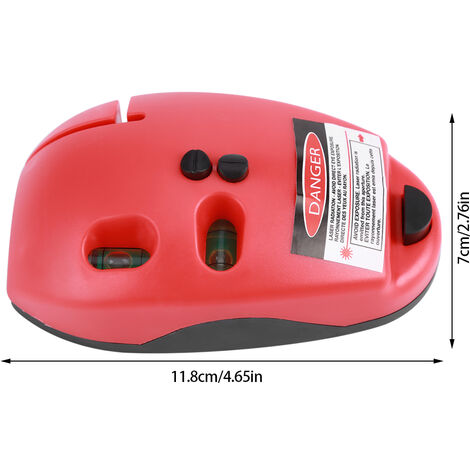Ej.Life Niveau à bulle infrarouge à 90 degrés, outil de mesure à angle droit pour la décoration de la maison avec 2 lignes horizontales verticales (rouge) Niveau laser
