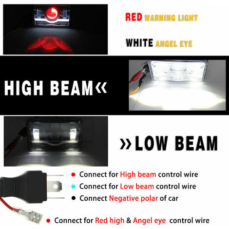 Jeffergarden Projecteur LED pour moto avec il d'ange coloré, lumière  clignotante universelle, faisceau haut et bas, IP68, pour voiture, camion,  bateau
