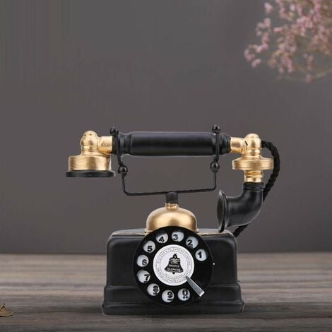 EJ.LIFE Antique tlphone Accessoire rtro Rotatif Filaire Ancienne Mode tlphone Fixe Antique dcor de Bureau  Domicile pour caf Bar Figurine rtro Filaire Filaire tlphone Fixe Ornement Statue