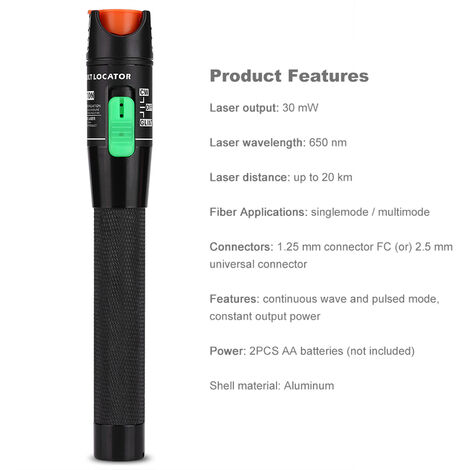 Localisateur De Défaut Visuel 60mW 60KM – Testeur Fibre Optique VFL Stylo 2.5mm FC/SC/ST, Outil Pro Aluminium Pour Maintenance Réseau