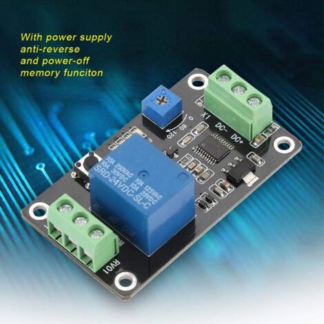 Module Relais Temporisé 5V 12V 24V - Minuterie Réglable 0.1s à 120s - 4 Fonctions (délai, Auto-verrouillage...) - Protection Inversion Polarité - Pour Automatisme, Domotique