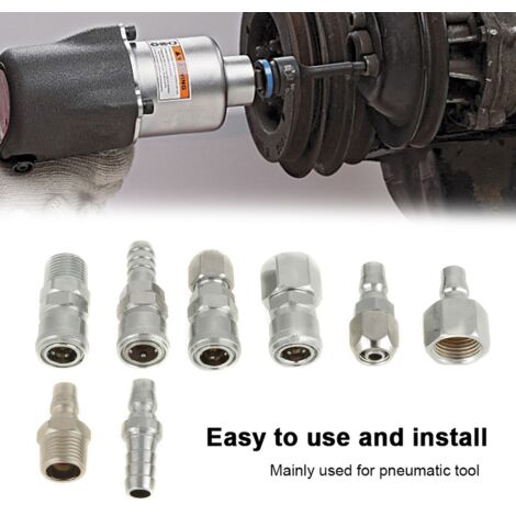 Lot De 5 Raccords De Tuyaux D'air En Acier Argenté 1/4" (20h) - Neuf, Origine Chine - Pour Circuits Pneumatiques