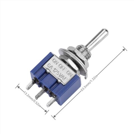 Ej.Life 10Pcs Mini Interrupteur à Bascule 6A 125VAC, Interrupteur à 3 Positions 3 Broches, Mini Toggle Switch SPDT, Diamètre de Tête de Bouton 6 mm