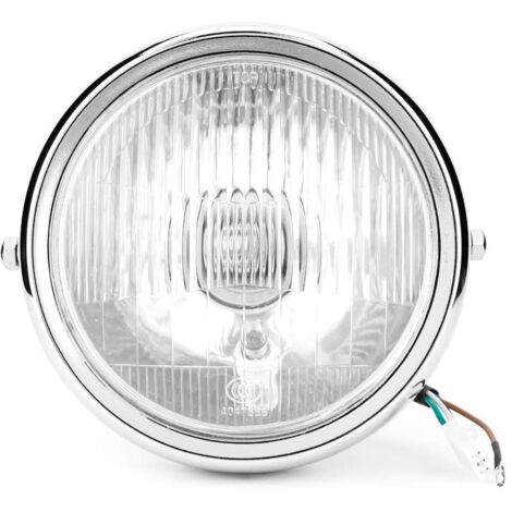 Ej.Life – Phare avant moto 5,75 pouces – Lentille en verre blanc – Coque en métal argent – 35W 12V – Éclairage LED haute performance - GN125