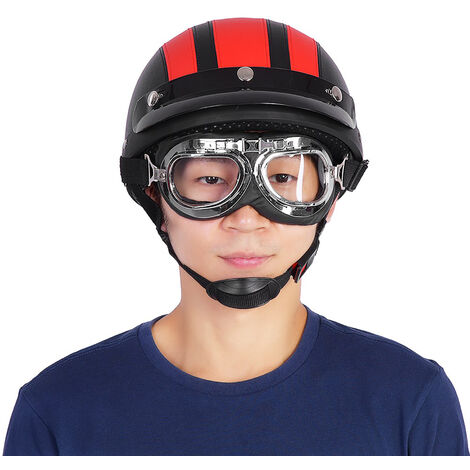 Ej Life Casque Moto Avec Lunettes Et Echarpe De Casque Casque De Moto