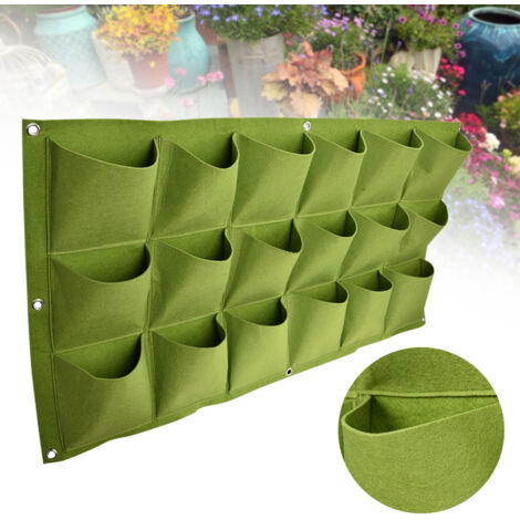 EJ.Life 18 poches de verdissement vertical mur suspendu jardin extérieur cultiver des sacs de plantes planteur (1/5)