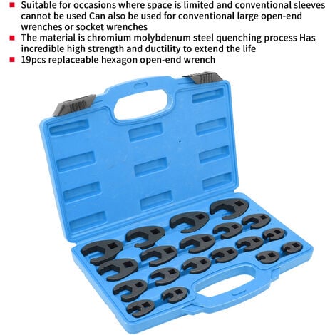 Ej.Life 19PCS  Jeu de clés mixtes Crowfoot, Jeu de clés mixtes, 8-32mm avec boîte en plastique