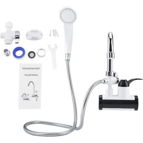 Ej.Life Chauffe-eau électrique Robinet électrique instantané Chauffe-eau chaude et froide Robinet de chauffage sans réservoir Pommeau de douche avec affichage de la température(2) (1/4)