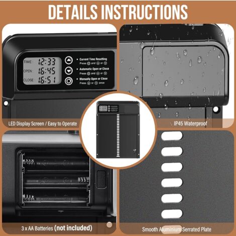 Porte automatique pour poulets avec mode horaire - Poulailler