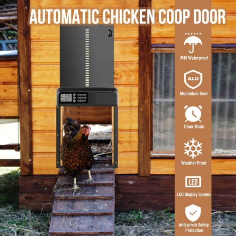 Porte Aluminium de poulailler électrique étanche automatique métal Intelligent anti-pincement volaille ferme lapin poule NEUF - Accessoires animaux