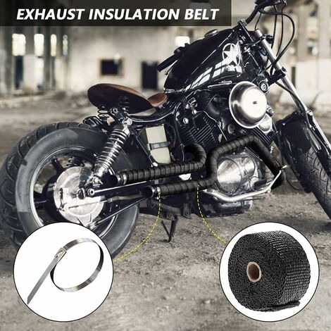 Bande Isolante Pour Pot D'Échappement - 10 M X 5 Cm, Avec 12 Serre-Câbles, Kit Réparation Voiture/Moto