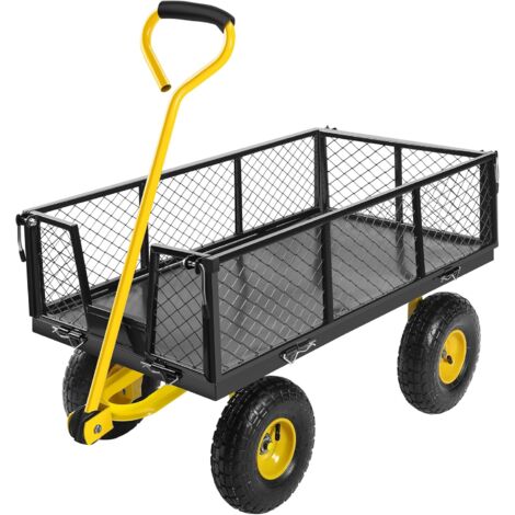 Rosvola Remorque de transport 4 roues Chariot avec panier métallique Charge max 900lb (1/5)