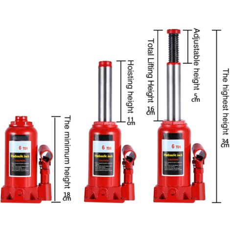 Rosvola Cric bouteille hydraulique 6 tonnes -rouge
