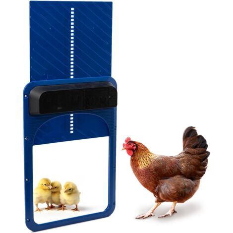 Rosvola Porte Automatique Poulailler Solaire Avec Minuterie Du Soir/Matin Avec Capteur De LumièRe, Porte De Poulailler Automatique - Bleu