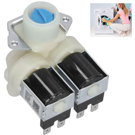 Ej.Life Vanne d'admission d'eau, PP + électrovanne d'admission d'eau en Alliage d'aluminium à Double tête pour Machines à Laver automatiques, AC220V-240V