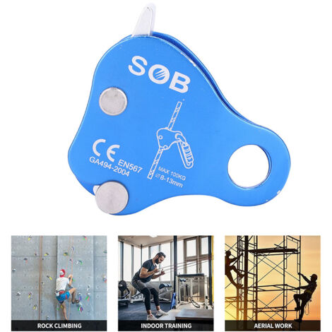Ej.Life – Descendeur d'escalade avec pince autobloquante – Force maximale 5 kN – Pour cordes jusqu'à 10 mm – Alliage d'aluminium léger (1/5)