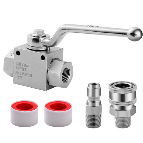 Ej.Life Kit de robinet à boisseau sphérique pour nettoyeur haute pression, raccord rapide de 3/8", 4500 PSI pour tuyau de nettoyeur haute pression (1/5)
