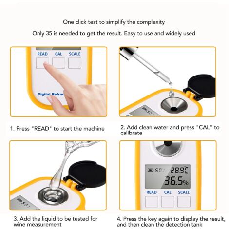 Réfractomètre Brix Numérique Portable 0-55% - Testeur Sucre Café Bière Vin Avec Écran LCD
