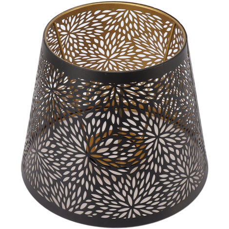 Ej.Life BROLEO Abat-jour, Couvercle d'Abat-jour en Métal Noir E26 E27 en Fer avec Motif doré Intérieur pour Lampe de Table