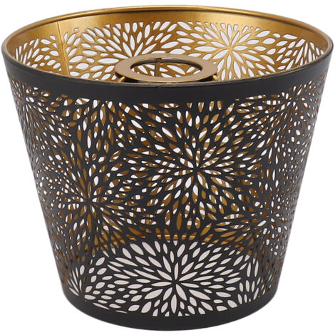Ej.Life BROLEO Abat-jour, Couvercle d'Abat-jour en Métal Noir E26 E27 en Fer avec Motif doré Intérieur pour Lampe de Table