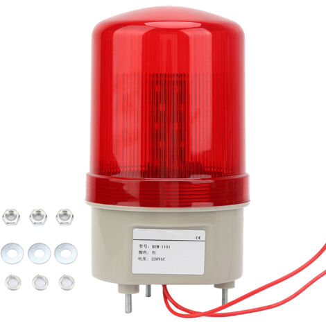 Ej.Life 220VAC Rotatif Clignotant Signal Lumière Rouge LED Avertissement Lumière Industrielle Signal Avertissement Lampe97mm Diamètre