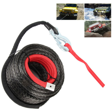 Rosvola Corde de treuil synthétique de 10mm x 30m- Câble de treuil avec Crochet en Acier allié pour véhicule tout-terrain, VTT, UTV, VUS, moto (1/5)