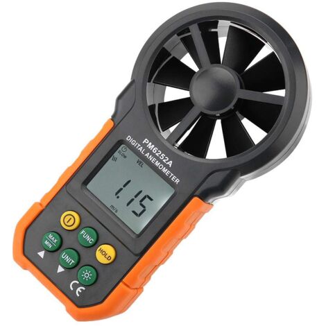 Ej.Life PM6252A Mesureur numérique de la vitesse du vent, Anémomètre Anémomètre de poche avec grand écran LCD et rétroéclairage, Mesureur de volume d'air avec sac portable noir (1/5)