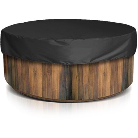 Ej.Life Couverture de Bain à Remous étanche Extérieur Portable Patio Rond Gonflable Bain à Remous Couverture de Spa Protecteur Baignoire Piscine Housses Anti-poussière (Taffetas de (Le Noir) A (1/5)