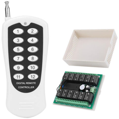 Rosvola Télécommande sans fil DC 12 V 433 MHz 12 canaux 200 m avec émetteur pour lumières, pompe à eau, chauffage, ouvre-porte de garage (1/5)