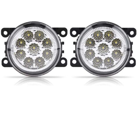 Ej.Life Fog Light Ranger,Fog Light Ranger, Feux Diurnes Rond,Fendinebbia+Smart+450,Feux De Jour Led Fiat Drl Voiture Antibrouillard,Antibrouillard,9 Led Voiture Avant Rond Antibrouillard Drl Feux De (1/5)
