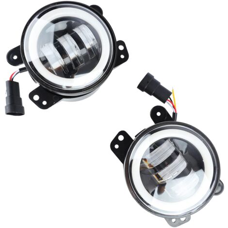 Paire Feux LED 4,5" Pour Harley Davidson - Antibrouillard/route - Noir 6000K