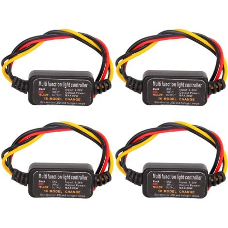 Ej.Life Module Flash Stroboscopique, Module de Clignotant de Contrôleur de Flash Stroboscopique, Contrôleur de Stroboscope de Clignotant de Feu de Freinage LED DC9-26V 4PCS 16 Modes