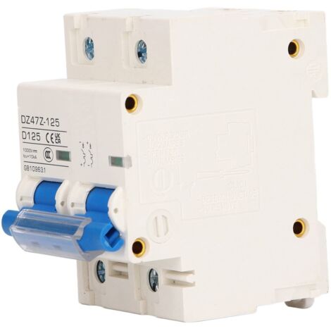 Mini Disjoncteur 2P Montage sur Rail DIN Disjoncteur 125A Protection contre les Courts-circuits Pa66 Matériel pour les Systèmes D'alimentation Cc (Bleu) (1/5)